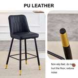 ZUN Modern Black PU Bar Stool - Gold Decorated Legs with Comfortable Resting Beam.Set of 2 W1151P210453