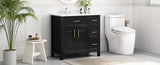 ZUN 36" Bathroom Vanity with Sink Top, Bathroom Vanity Cabinet with Two Doors and Three Drawers, Solid N725P198316B