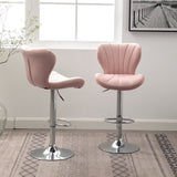 Ellston Upholstered Adjustable Swivel Barstools in Pink, Set of 2 T2574P165085