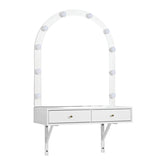 Floating Makeup Vanity Desk with Mirror & 3-Color Lights, Wall Dressing Table with Power Outlet, N844P263662A