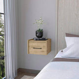 Elfrida Wall-Mounted Nightstand, Sleek Single-Drawer Design with Spacious Top Shelf B128P148913