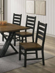 ZUN Industrial Style Dining Room Side Chairs Set of 2pc Chairs Black and Dark Oak Finish Wooden Seat B011P208970