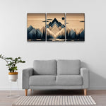 ZUN 3 Panels Framed Abstract Wood Grain Boho Style Mountain & Forest Canvas Wall Art Decor,3 Pieces W2060P155381