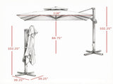 10ft Beige Hanging Cantilever Patio Umbrella Square Shape Aluminum Cross Base Tilt 360-Degree 82353918