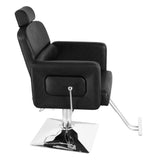 ZUN PVC Leather Cover Galvanized Square Plate With Footrest Reclining Barber Chair 300lbs Black HZ8897B 70318584