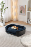 ZUN Scandinavian style Elevated Dog Bed Pet Sofa With Solid Wood legs and Black Bent Wood Back, Cashmere W794125949