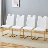 White PU Dining Chair Set.Uniquely designed white dinings. PU material, paired with gold metal W2920P233519
