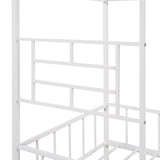 Metal House Bed Frame Twin Size with Slatted Support No Box Spring Needed White MF289091AAK