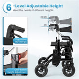 New 2-in-1 Foldable Rollator Walker with 9 Inch Pneumatic Tires -Black 44160784