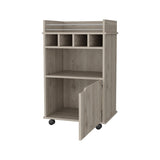 FM FURNITURE Crozier Bart Cart, with 1 shelf, 1 door and four built-in wine rack,Macadamia B128P321058