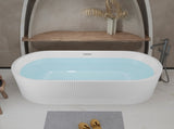 67" Linear Acrylic Freestanding Bathtub,Stand Alone Soaker Tub, Glossy White Acrylic, Toe-tap Chrome W1675P423113