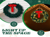 46in Pre-lit Christmas Wreath, Lighted Artificial Xmas Wreath with 150 Warm & Multi-color Lights and 96279534