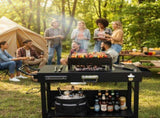 Portable Outdoor Grill Table Cart, Foldable Grill Cart with Wheels, Food Prep Table with Bottle 95490425