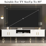 ZUN 71'' Modern TV Stand with 2 Cabinets& Open Compartments, Entertainment Center for TVs up to 80'', N710P188173K