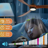 72 Inch wood Ceiling Fan with light, Low Profile Ceiling Fan with Remote Control,Noiseless W2352P308494