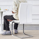 Luxury Simple Arch Chair - Set of 2 White PU Material High Resilience Dining Chair with Arched Metal W1151P154869