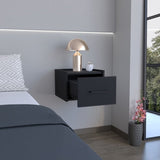 Floating Nightstand, Space-Saving Design with Handy Drawer and Surface, Black B097P163093