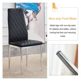 ZUN Grid armless high backrest dining chair, black chair and 6-piece set of electroplated metal legs, W1151107275