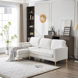 218*141*87cm Burlap Diamond Electroplated Gold Trident Legs Three Seats With Footstool Indoor 29311242