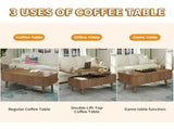 3 in 1 Lift Top Coffee Table, Fluted Convertible Coffee Tables Converts to Dining Tables, Modern W2641P422965