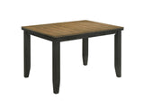 1pc Contemporary Style Dining Rectangular Table with18" Leaf Tapered Block Feet Wheat Charcoal B011P160496
