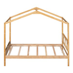 ZUN Twin Size Wood House Bed with Storage Space, Natural 68392034