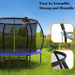 ZUN 10FT Pumpkin Trampoline, Outdoor Trampoline with Basketball Hoop, Enclosure Net and Ladder W1163P148139