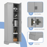 Storage Cabinet with Two Doors for Bathroom, Office, Adjustable Shelf, MDF Board, Grey N725P181207E