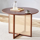 Chinese countryside retro walnut solid wood round table, simple modern imitation rattan table, W1512P355086