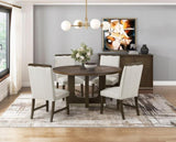 Contemporary Dining Set of 2 Side Chairs Beige Fabric Upholstery Brown Finish Wooden Furniture B011P355870