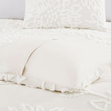 Full/Queen 3 Piece Tufted Cotton Chenille Floral Duvet Cover Set B035129181