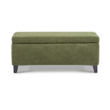 Storage Ottoman with Flip-Top Lid, Easy Assembly, Boucle Fabric & Birch Wood Legs, Green N779P291641G