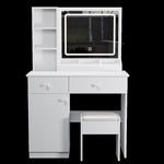 ZUN Fashion Vanity Desk with Mirror and Lights for Makeup, Vanity Mirror with Lights and Table Set with W509P144326