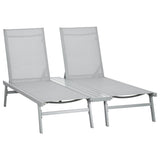 ZUN Chaise Lounge Pool Chairs Set of 2, Aluminum Outdoor Sun Tanning Chairs with Five-Position Reclining W2225142467