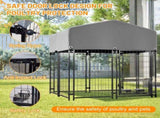 Outdoor Dog Kennel 4.23'x3.83'x4.83' with Roof, Heavy Duty Welded Wire Crate, All-Weather Protection 43943616