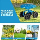 360&deg Garden Rolling Workseat with Swivel Seat and Adjustable Height-Blue 71600840