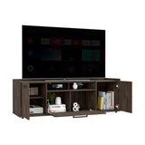 ZUN Lyon Tv Stand for TV´s up 55", One Cabinet, Double Door -Dark Walnut B20091937