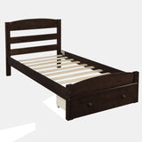 Platform Twin Bed Frame with Storage Drawer and Wood Slat Support No Box Spring Needed, Espresso WF191655AAP