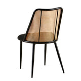 ZUN Black Rattan Dining Chairs Set of 4,Boucle Chairs with Natural Cane Back, Upholstered Dining Room W1164P218675