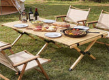 48"24" Foldable Pine Wood Camping Table Portable Roll Up Beach Table with Carry Bag 75650742
