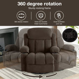 Swinging recliner massage heated sofa, with USB and 2 cup holders in side pockets, W1521P303179