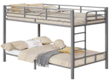 Grey Twin Bunk Bed Square Tube High Guardrail Side Ladder Opening Iron Bed 52361693