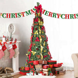 7.5FT Pop-Up Christmas Tree with 200 Warm White UL Lights Pre-Decorated with Red & Gold Ornaments, 92970321