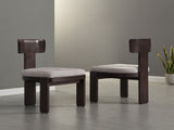 Upholstered Dining Chairs Set of 2, Fabric Side Chairs with Gray Seating Dark Brown Solid Rubber N779P236964E