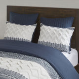 King/Cal King 3 Piece Cotton Comforter Set with Chenille Tufting B035128801