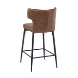 ZUN 28inch Counter Height Bar Stools Set of 2, Modern Bar Upholstered Chairs with PU Leather, Metal N762P199304D