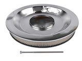 14" x 3" Half Finned Aluminum Air Cleaner With Recessed Base and Paper Element Polished 07538386