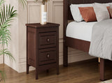 2-Drawer Nightstand for Bedroom, Mid Century Retro Bedside Table with Classic Design,Dark Walnut 59751432