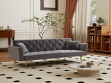 Modern convertible 72 inch foldable sleeper sofa with tufted, American retro style, made of gray W2353P399461