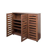 Shoe Cabinet, 4-Tier Shoe Storage Cabinet with Adjustable Shelves, Wooden Shoe Rack Organizer with W331P242462